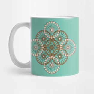 Spanish Tile - Entwined - Pink and Bronze on Turquoise Mug